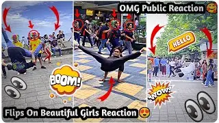 New flip reaction video🔥 public reaction || tiktok stunt in public || Beautiful Girls Reaction 🥰