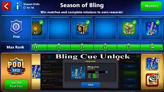 8 ball pool Season of Bling Unlock All Free Pool Pass Max Rank 34 😲