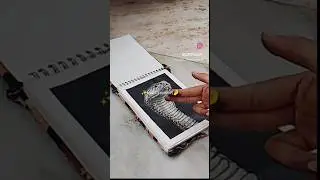Indian cobra on my drawing book with charcoal 😶&zwj;🌫️😱 #art #sketch #youtubeshorts #artist #drawing