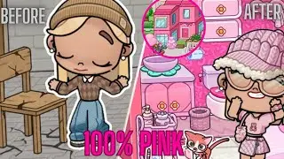 100% PINK HOUSE CHALLENGE! 💖 I turned the SADDEST room into a PINK Palace! ( Free) ~|avatar world