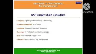 SAP Consultant Job | High Salary | Chennai, Bangalore, Hyderabad