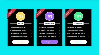 Responsive Pricing Tables using only HTML & CSS | Price Cards in HTML & CSS | Amit Tutorial
