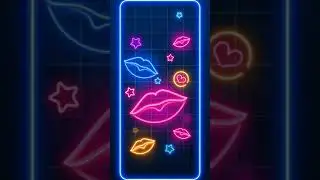 Pink neon laser color heart lip kiss Animated