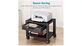 Under Desk Printer Stand with Cable Management & Storage Drawers