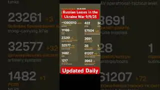 Russian Losses in the Ukraine War 9/9/25 Updated Daily