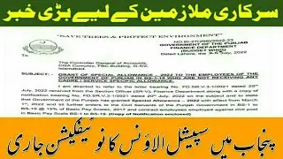 Notification of Special Allowance for Punjab Govt Employees | Increase in Salary 2022 | Pay Increase