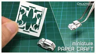 miniature VW Herbie Beetle paper craft / #papermodel #car