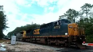 CSX Train Goes By Quiet Railroad Crossing