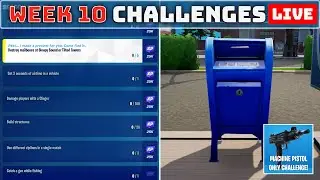 🔴FORTNITE WEEK 10 SEASON QUESTS🔴 Destroy Mailboxes - Machine Pistol Only Challenge [Chapter 3]