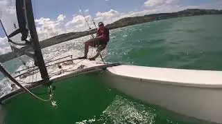 Hobie Cat 18 solo Lake Sempach Switzerland  September 2022
