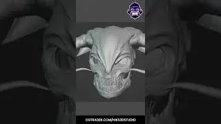 Horned Demon Skull 🩶🦴 &mdash; 30s Hyper-Detail 3D Sculpt (Blender)