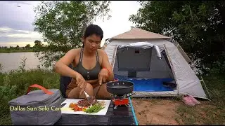 Dallas Sun camped all night in the deep forest near  water​ resting in tents