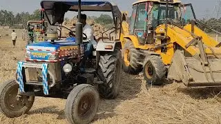 Kirloskar JCB 3dx Backhoe Loading Mud in  Mahindra Tractor Trolly and Tata 2518 Truck
