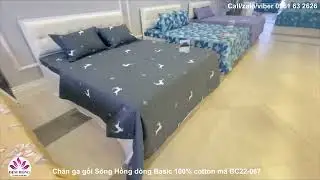Mẫu chăn ga gối S&ocirc;ng Hồng 100% cotton m&atilde; BC22 067
