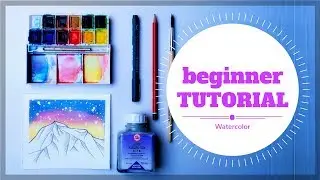 Beginner watercolor tutorial | Mountain landscape