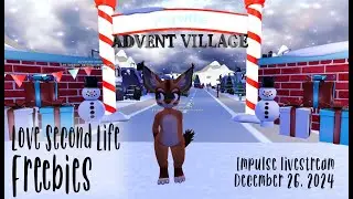 12-26-24 impulse livestream, Second LIfe Joyville, picking up some freebie Xmas gifts still out