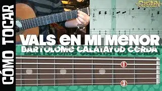 Cómo tocar -Vals de Bartolomé Calatayud Cerda (Tab,partitura,guitarra virtual)Tutorial guitarbn