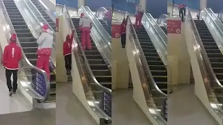 Olympic freeskier Fabian B&ouml;sch takes novel route up an escalator