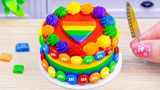 Satisfying Mini Chocolate Rainbow Buttercream Heart Cake Decorating 🌈 Tiny Rainbow Cake By DIY Cakes