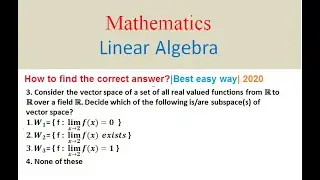 L.A||Example of subspace |How to find the correct answer|| vector spaces|| subspaces