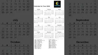 Calendar 2030 #monthsoftheyear #2030