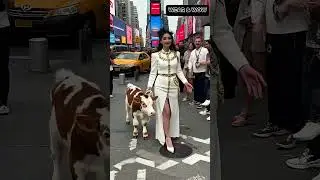 🐄 Model Walks Cow in Times Square | Surreal Fashion Runway NYC