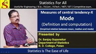 Measures of central tendency X : Mode(Definition and Computation)