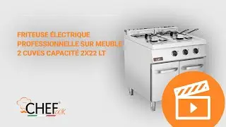 Friteuse &Eacute;lectrique Professionnelle Sur Meuble 2 Cuves Capacit&eacute; 2x22 Lt
