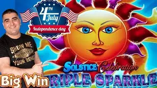TRIPLE SPARKLE SOLSTICE CELEBRATION Slot Machine Max Bet Bonuses & Amazing Run- Happy 4th Of July !