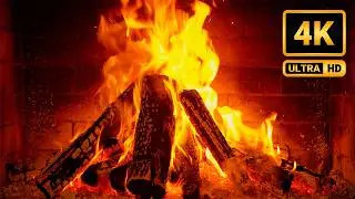 Fireplace Comfort with Natural Fire Sounds and Smooth Jazz Playlist | 4K 12 Hours