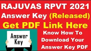 RAJUVAS RPVT 2021 Answer Key (Released) - Download RAJUVAS RPVT 2021 Answer Key PDF