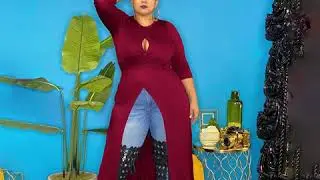 Solid Color Casual Hollow Out Slit Plus Size Dress Top
