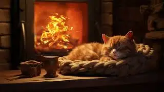 🔥 Fireplace Serenade: Relaxing with Purring Cat for Deep Sleep and Insomnia Relief