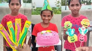 Happy birthday cake lollipop gems candy milkybar chocolate balloons Kit kat chocolate 
