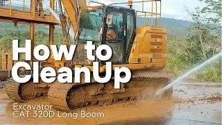 Быстрый способ мытья экскаватора CAT 320D с длинной стрелой Тяжелая техника