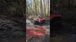 Rancher 420 4&times;4 almost gets sunk in mudhole #mudding #offroad #offroadaction
