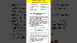 Rajasthan REET 2024 Online Application Form #rajasthan #reet