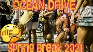 4K Walk Miami Beach Spring Break (GONE WILD!!!!) Ocean Drive Walking Tour Night-time