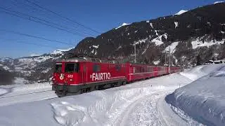 Bahnverkehr Klosters & Celerina am 12.02.22 - Ganz viel Schnee im B&uuml;ndnerland