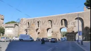 Aurelian Walls. Via Eleniana. Rome, Italy. 4K