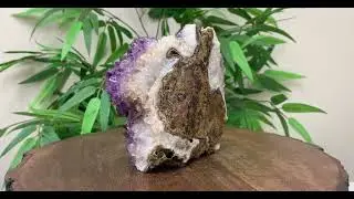 Self Standing 5 X 2.25 inches Purple Amethyst Crystal Geode 2.7 Lb