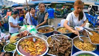 Most Popular Cambodian street food | Delicious Khmer food, Soup, Grilled Fish for Dinner in City