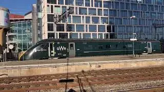 GWR 800 014 1PM CARDIFF CENT TO EXETER ST DAVIDS ARRIVING @ CARDIFF CENT PLAT 1 FROM CANTON SIDINGS.