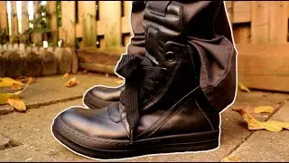 Rick Owens Jumbo Lace Geobasket Black Sneaker Boot (ON FOOT)