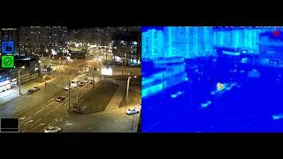 CCTV Тепловизор на улице ДТП. Thermal imager Mobotix M16 road accident