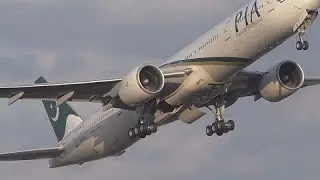 Pakistan Airlines 777 Slow Motion Take off London Heathrow Airport
