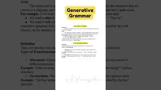 Generative Grammar| Instant Essay for Exam Success @ARsummaryguidance #shorts #Viral #trending #exam
