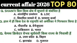 Current Affairs 2026 | 80 Most Important Objective Questions | All Exams | GK GS 2026