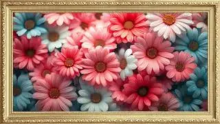 Colorful Daisy Bouquet 4K - Framed Floral Art for TV - Relaxing Digital Wall Decor