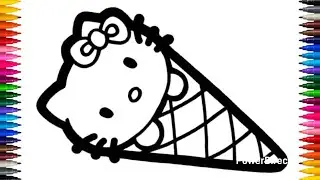 Easy Step by step Hello kitty Ice cream drawing for kids|| How to draw and Colour a Cute hello kitty